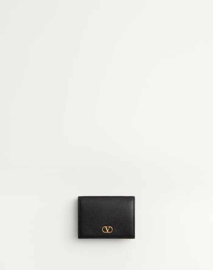 Valentino Wallets And Small Leather Goods Woman Vlogo Signature Grainy Calfskin Wallet For Woman In Rose Quartz Rose Quartz