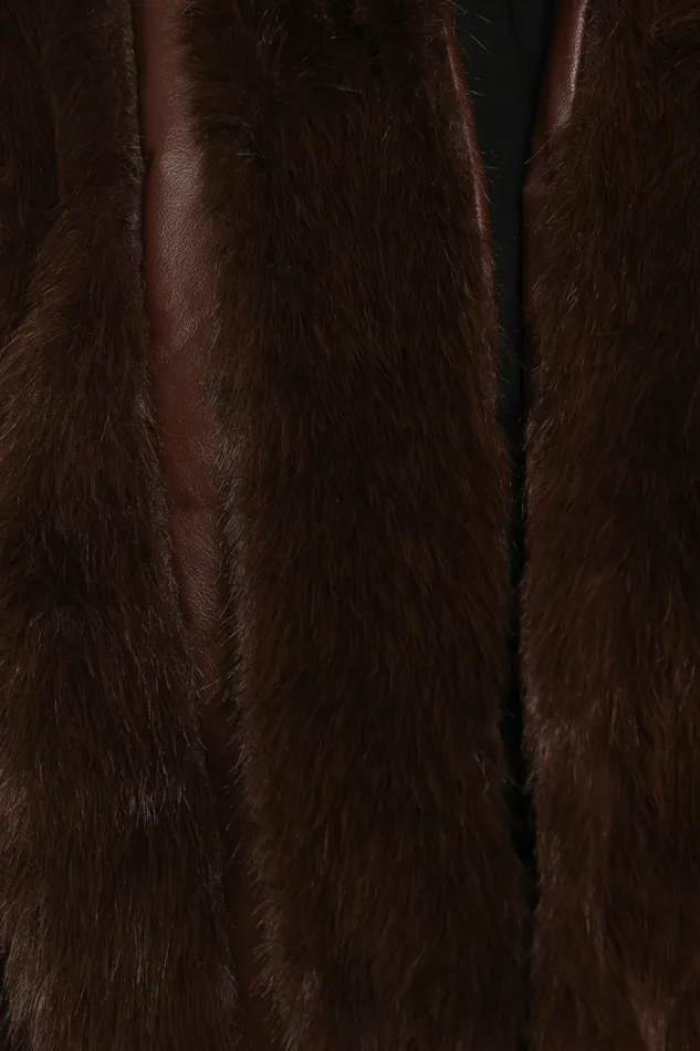 Velma Channel Faux Fur Chocolate Jackets and Coats Petal and Pup Women