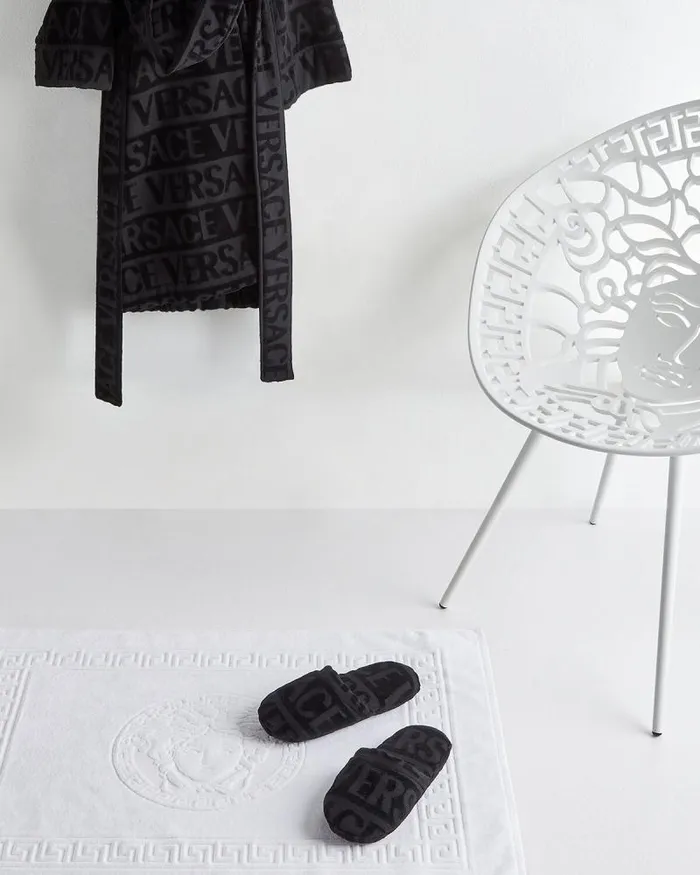Versace Allover Towel Slippers Black Home and Lifestyle Versace Slippers