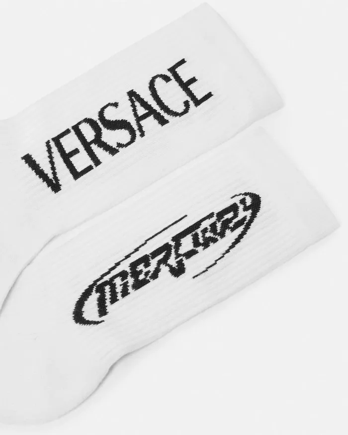 Versace Mercury Logo Socks Blackwhite WomenMen Versace Socks