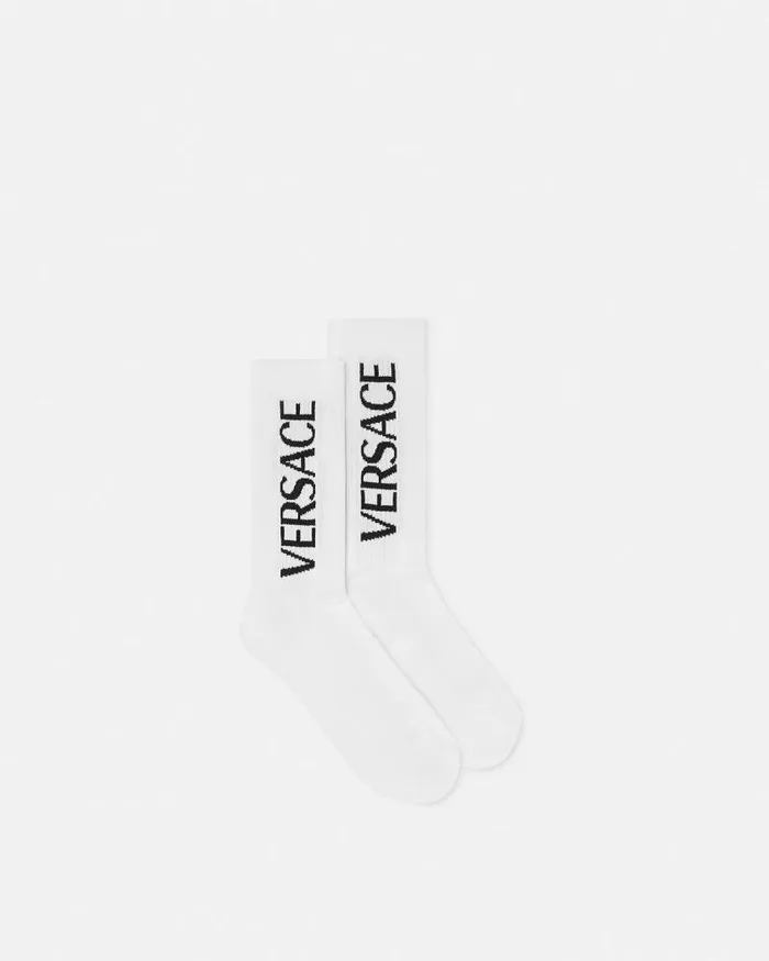 Versace Mercury Logo Socks Blackwhite WomenMen Versace Socks