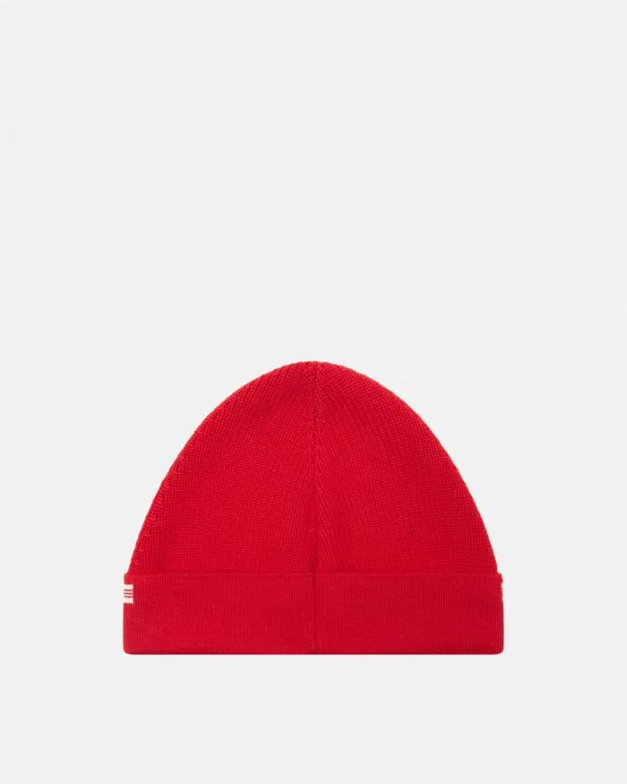 Volcanico Kids Logo Knit Beanie Red Children Versace Accessories