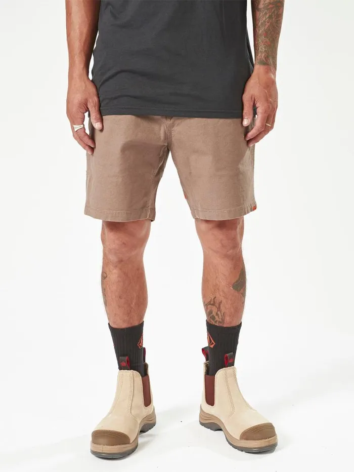 Volcom Workwear Caliper Elastic Waist Shorts 8211 Brindle Mens Volcom Shorts