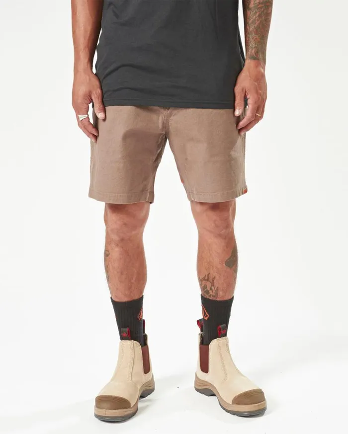 Volcom Workwear Caliper Elastic Waist Shorts 8211 Brindle Mens Volcom Shorts