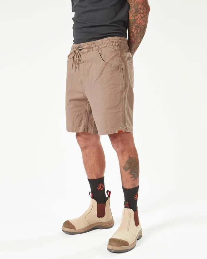 Volcom Workwear Caliper Elastic Waist Shorts 8211 Brindle Mens Volcom Shorts