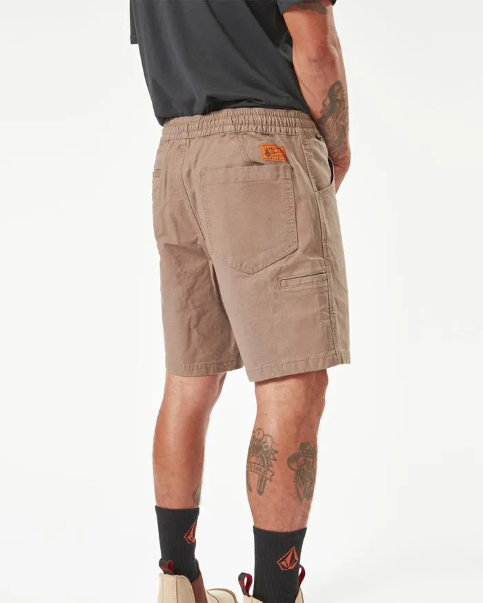Volcom Workwear Caliper Elastic Waist Shorts 8211 Brindle Mens Volcom Shorts