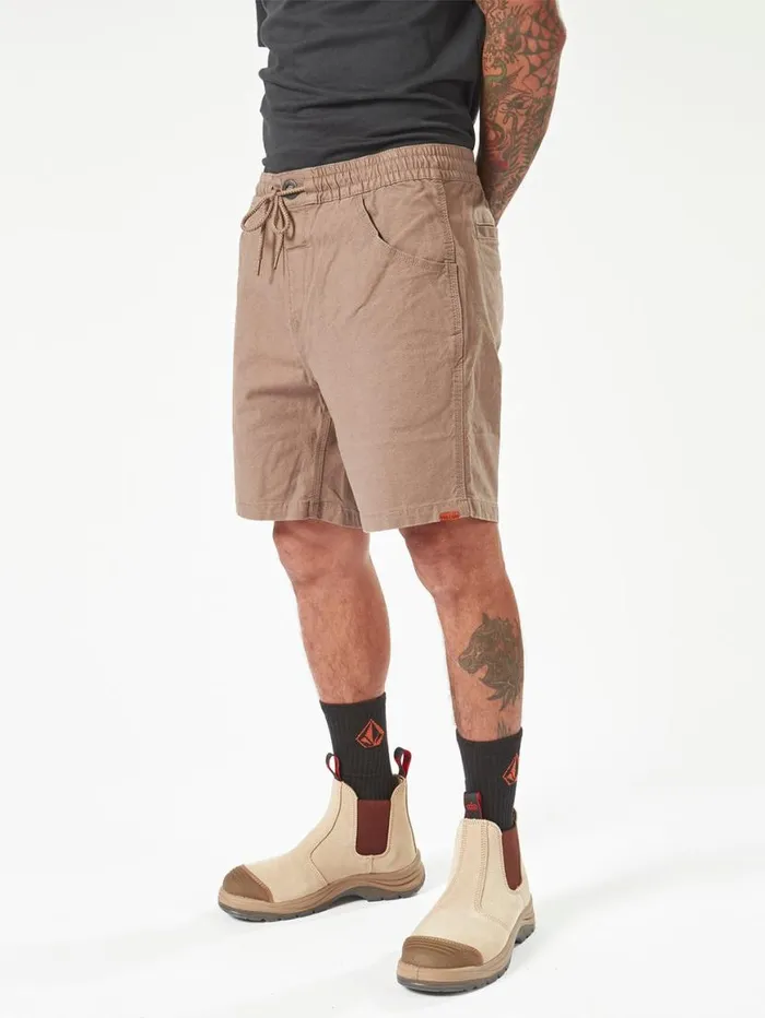Volcom Workwear Caliper Elastic Waist Shorts 8211 Brindle Mens Volcom Shorts