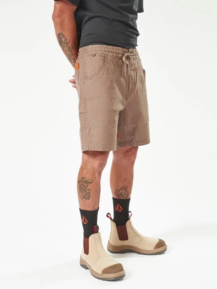 Volcom Workwear Caliper Elastic Waist Shorts 8211 Brindle Mens Volcom Shorts