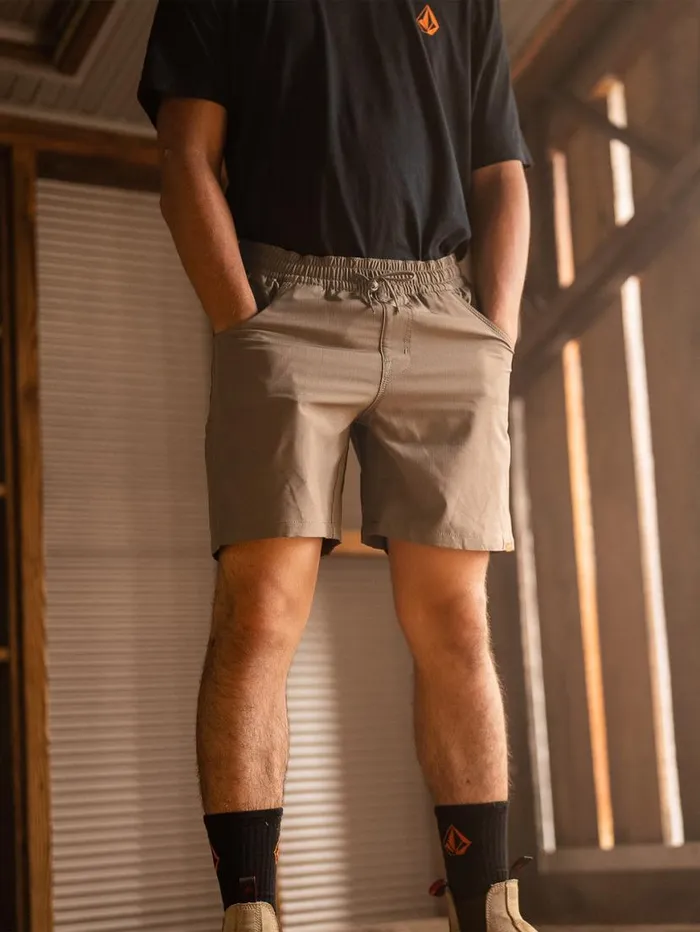 Volcom Workwear Caliper Elastic Waist Shorts 8211 Brindle Mens Volcom Shorts