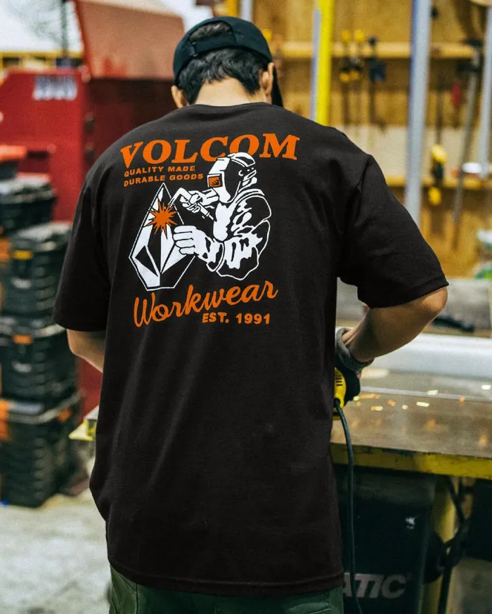 Volcom Workwear Welder Short Sleeve Tee 8211 Black Mens Volcom TShirts and Tanks