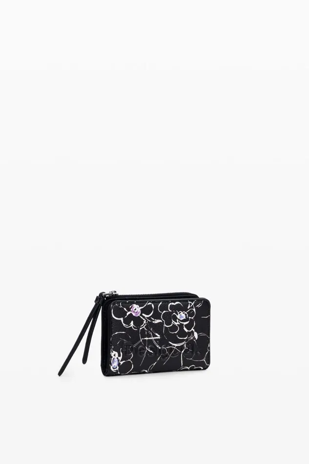 Wallets Women Desigual Small Floral Wallet Black