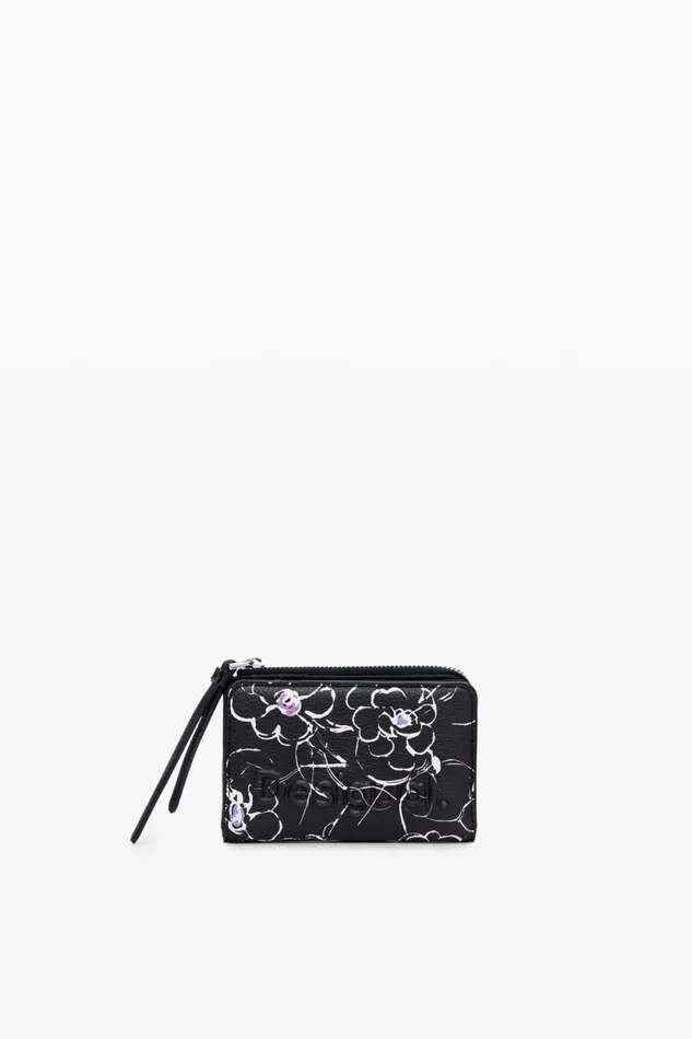 Wallets Women Desigual Small Floral Wallet Black