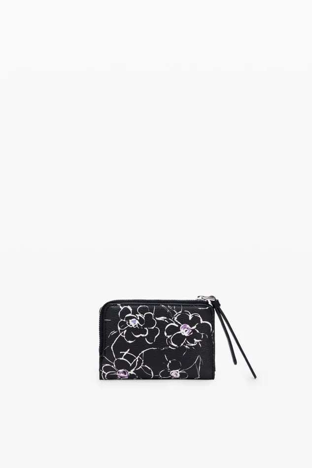 Wallets Women Desigual Small Floral Wallet Black