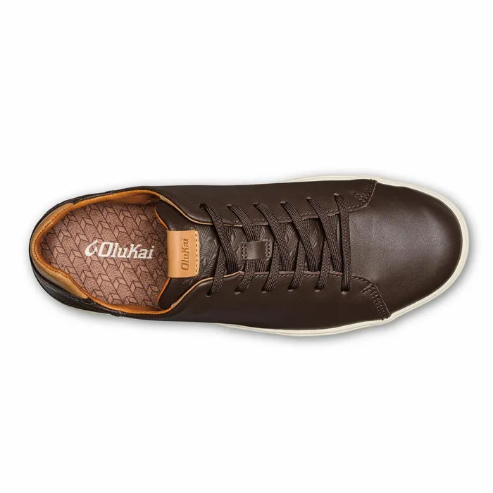 WaterFriendly Men Olukai Laeahi L Ili Leather Sneakers 8211 Dark Java