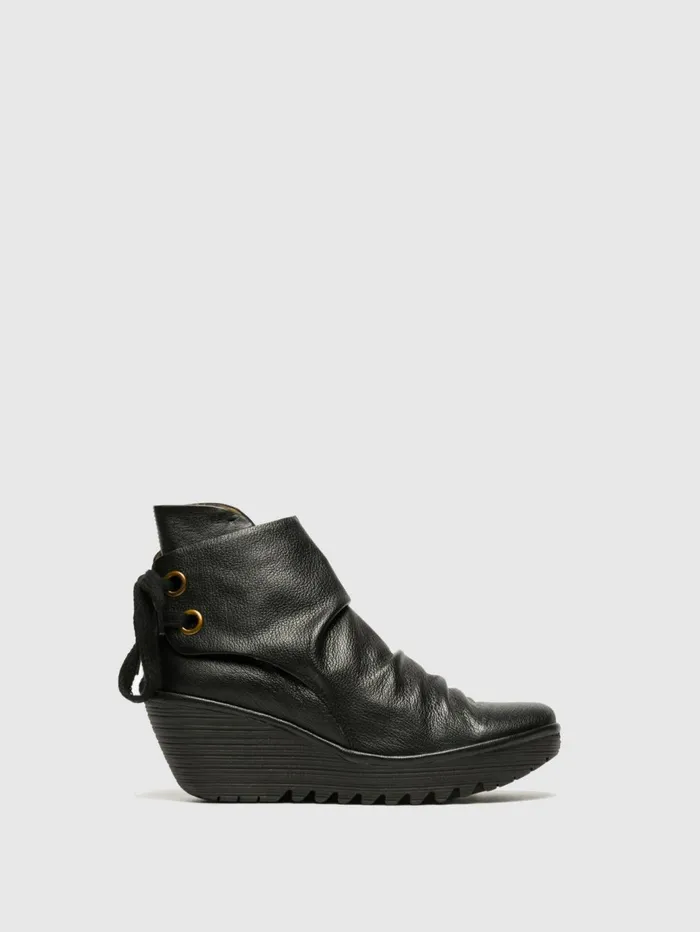 Wedge Ankle Boots YAMA BLACK Women Fly London Ankle Boots