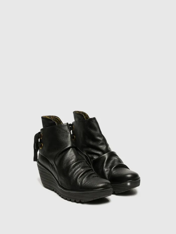 Wedge Ankle Boots YAMA BLACK Women Fly London Ankle Boots