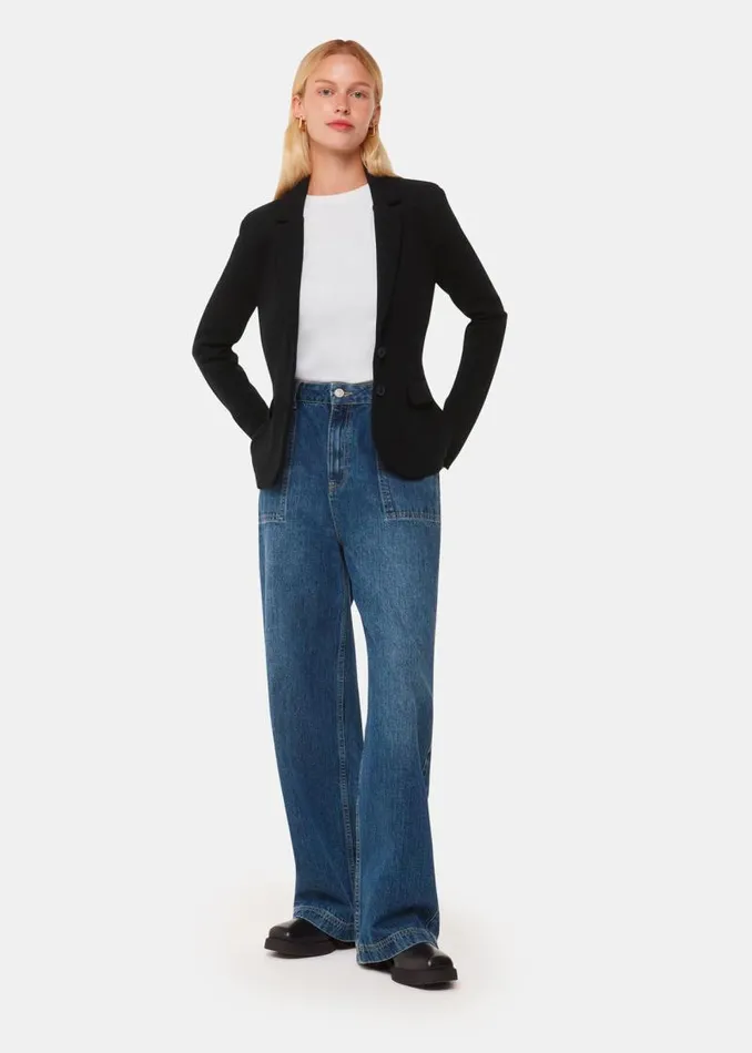 Whistles Coats and Jackets Black Slim Jersey Jacket 8211 Women