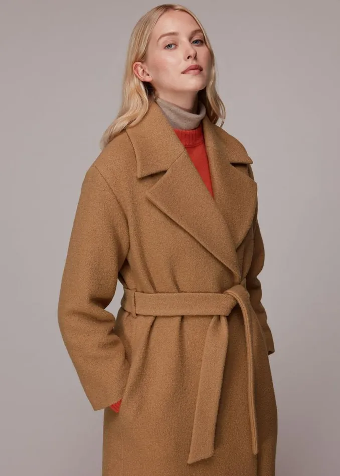 Whistles Coats and Jackets Camel Lorna Wrap Wool Coat 8211 Women