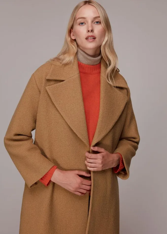 Whistles Coats and Jackets Camel Lorna Wrap Wool Coat 8211 Women