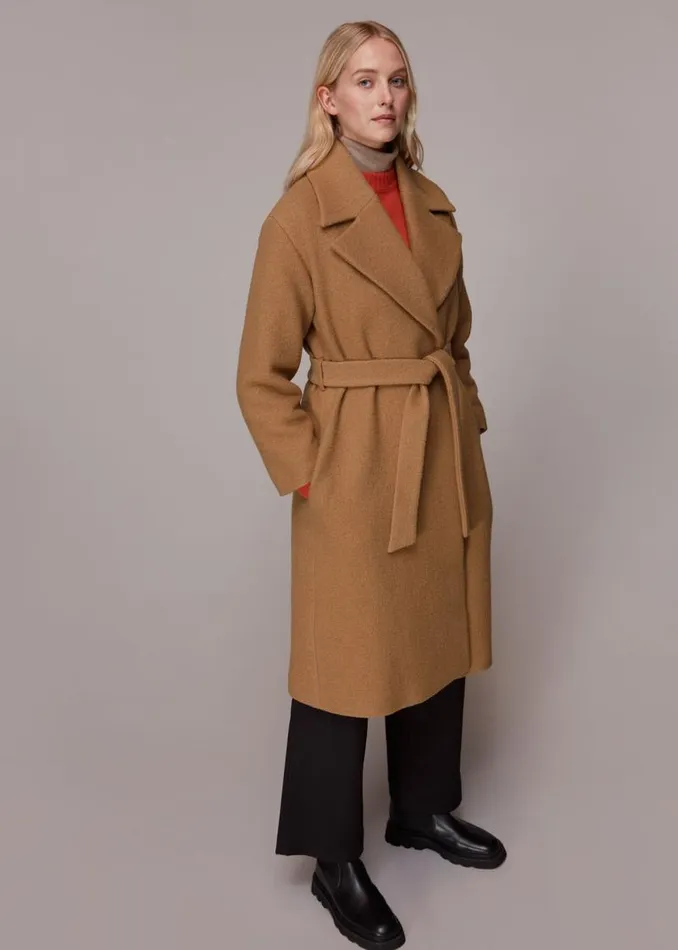 Whistles Coats and Jackets Camel Lorna Wrap Wool Coat 8211 Women