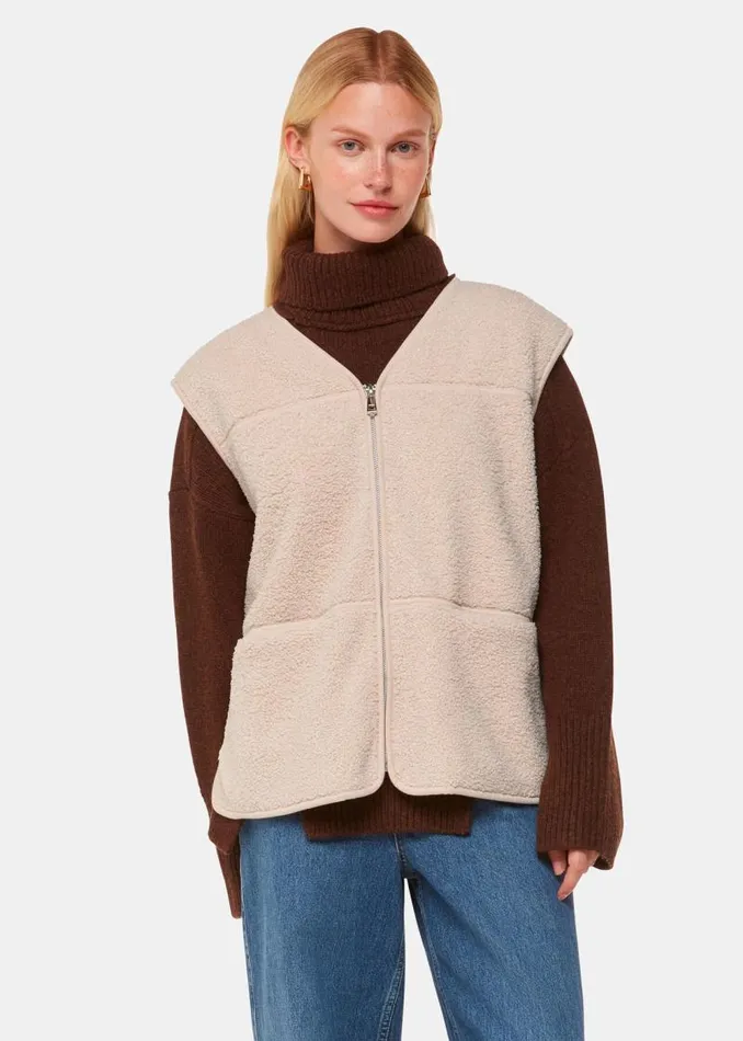 Whistles Coats and Jackets Ivory Josie Fleece Gilet 8211 Women