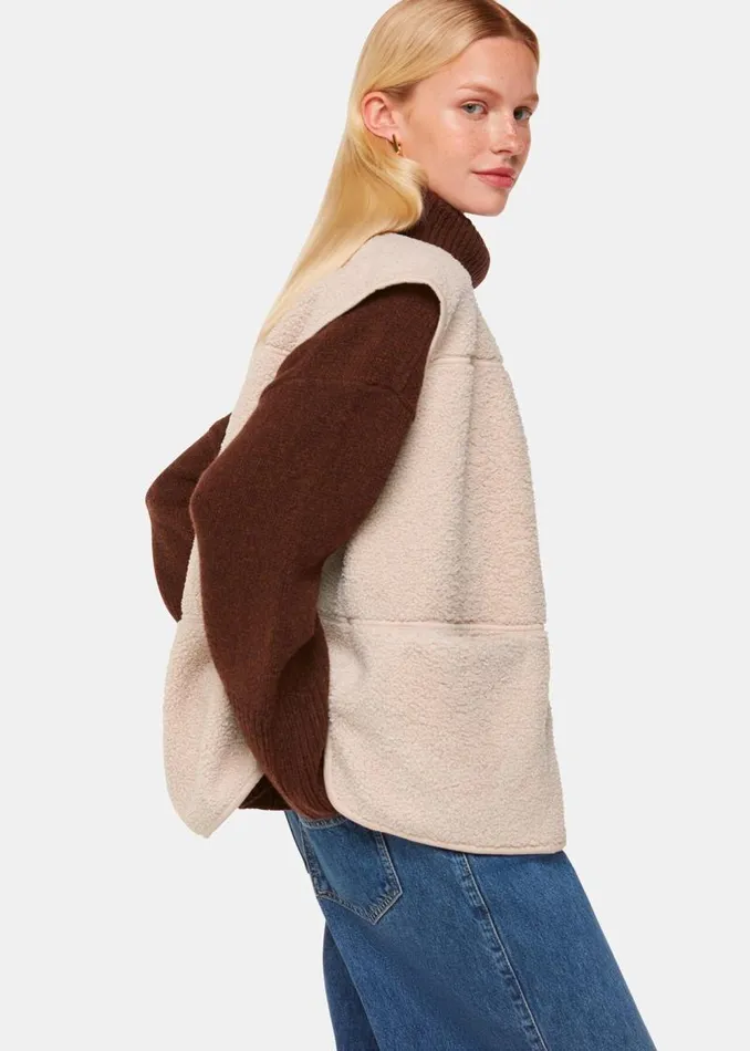 Whistles Coats and Jackets Ivory Josie Fleece Gilet 8211 Women