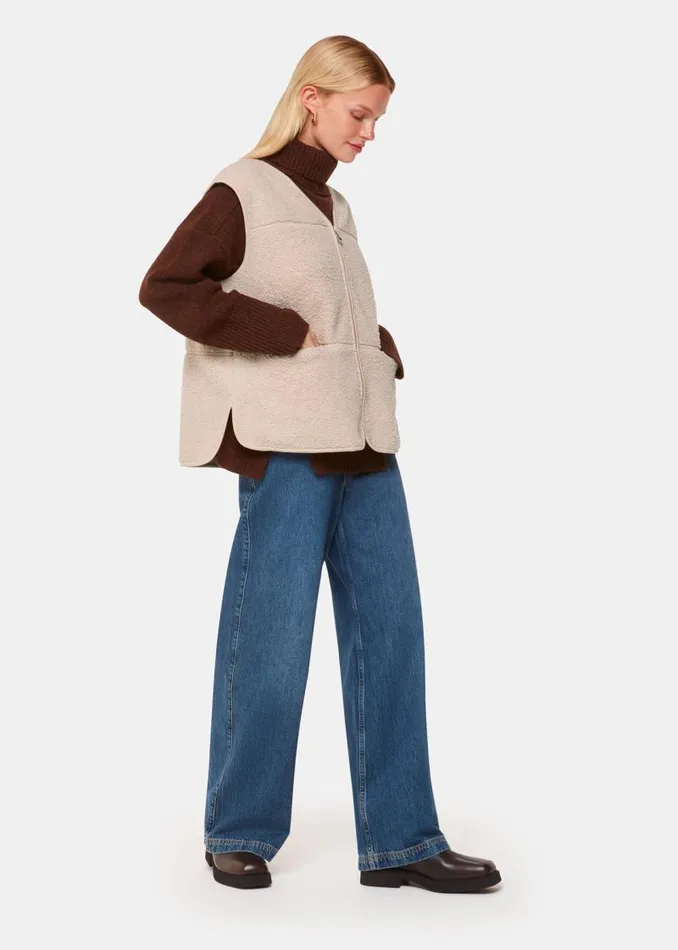 Whistles Coats and Jackets Ivory Josie Fleece Gilet 8211 Women