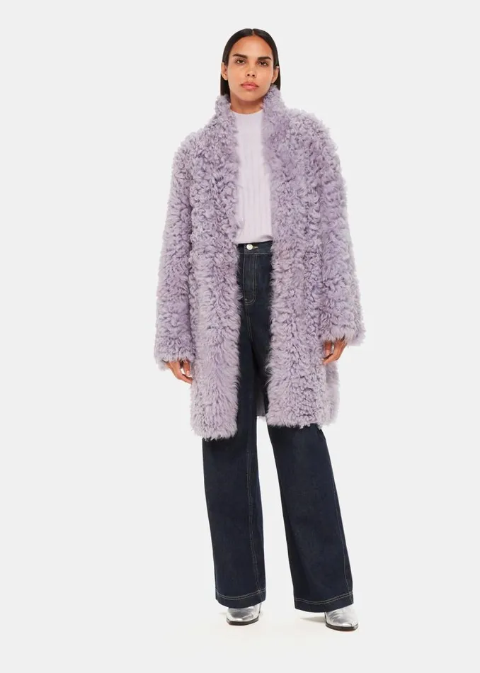Whistles Coats and Jackets Lilac Naja Shearling Coat 8211 Women
