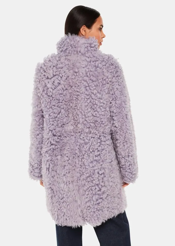 Whistles Coats and Jackets Lilac Naja Shearling Coat 8211 Women