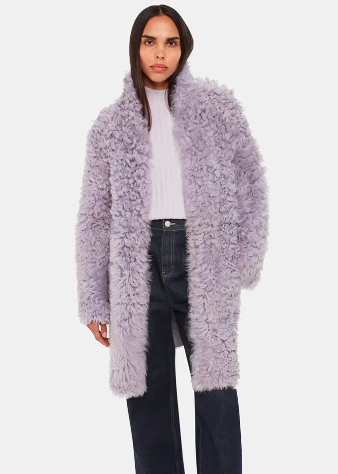 Whistles Coats and Jackets Lilac Naja Shearling Coat 8211 Women