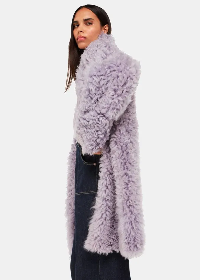 Whistles Coats and Jackets Lilac Naja Shearling Coat 8211 Women