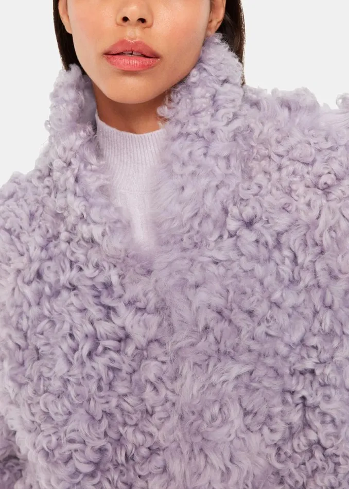 Whistles Coats and Jackets Lilac Naja Shearling Coat 8211 Women