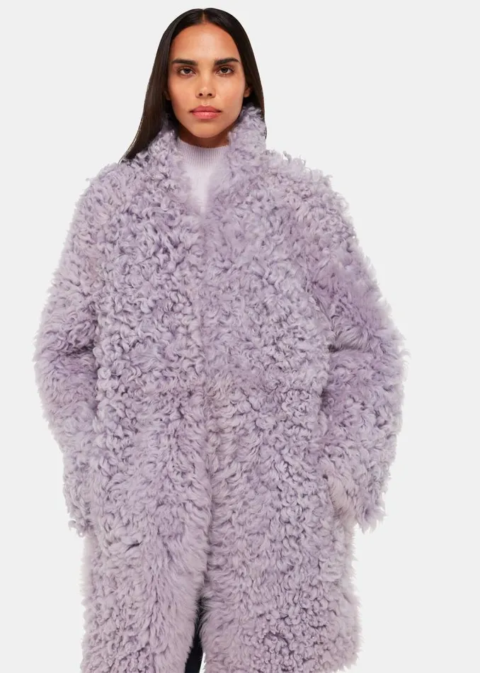 Whistles Coats and Jackets Lilac Naja Shearling Coat 8211 Women