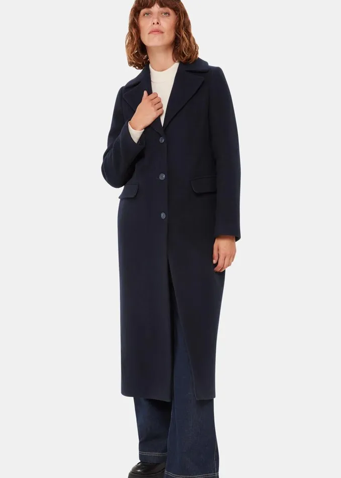 Whistles Coats and Jackets Navy Amalia Longline Coat 8211 Women