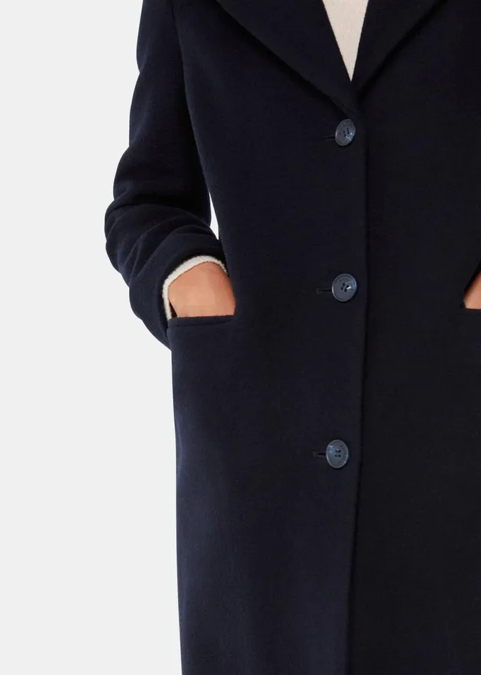 Whistles Coats and Jackets Navy Amalia Longline Coat 8211 Women