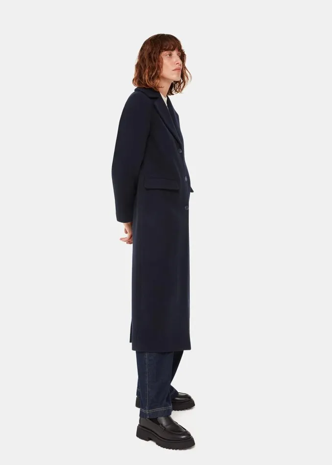 Whistles Coats and Jackets Navy Amalia Longline Coat 8211 Women