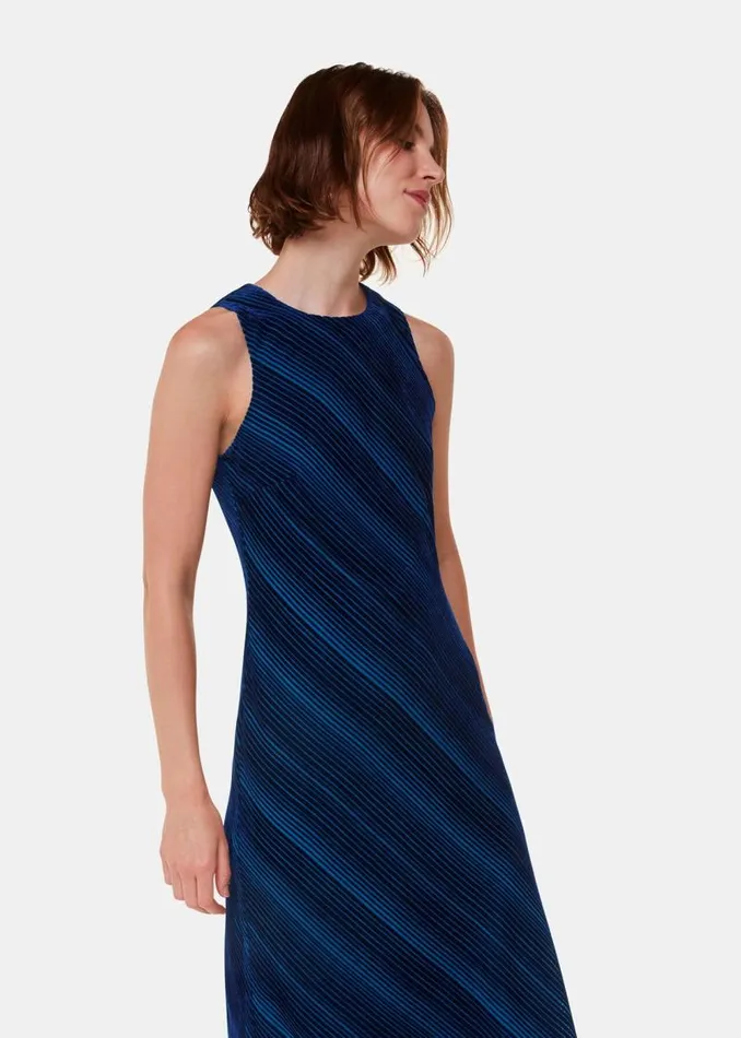 Whistles Dresses Blue Devore Stripe Velvet Dress 8211 Women