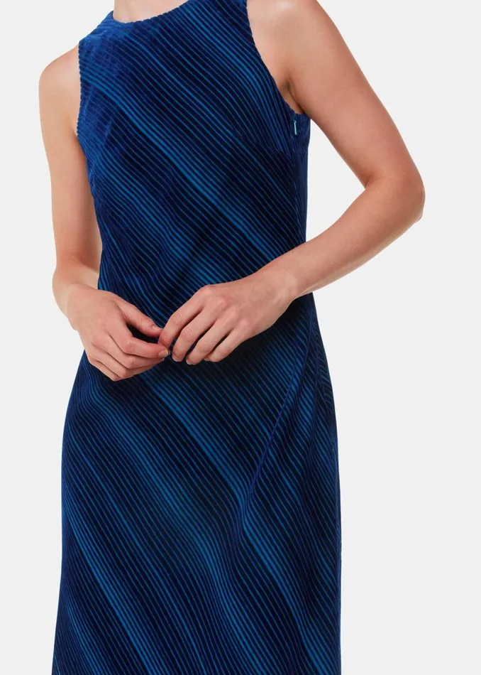 Whistles Dresses Blue Devore Stripe Velvet Dress 8211 Women