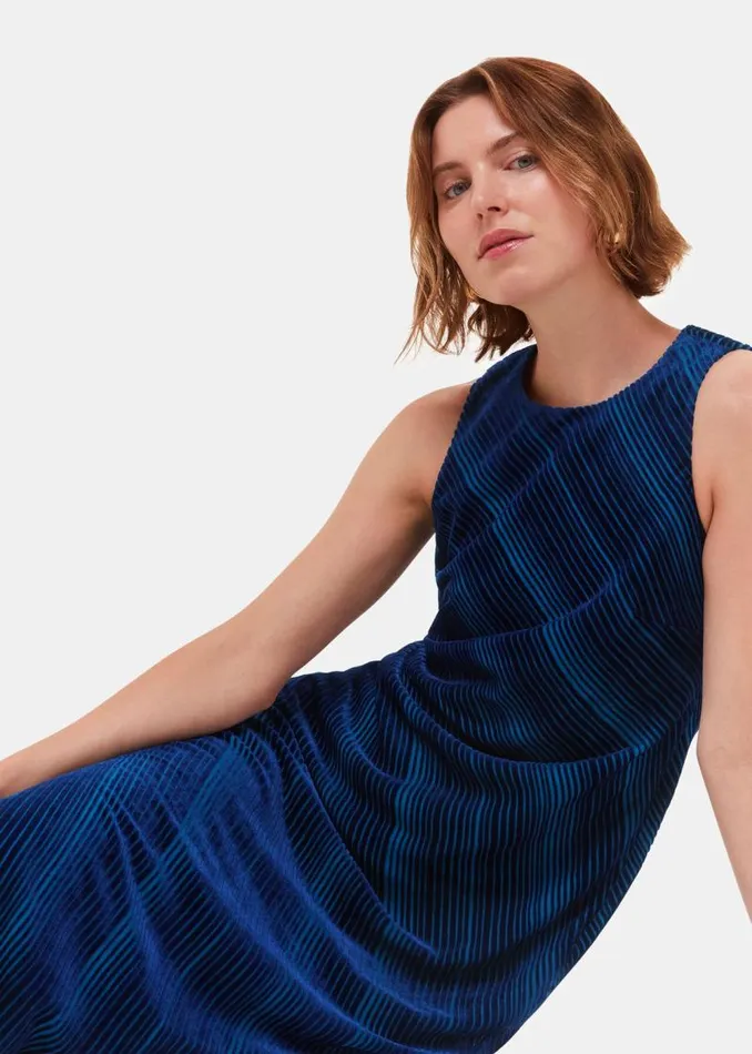 Whistles Dresses Blue Devore Stripe Velvet Dress 8211 Women