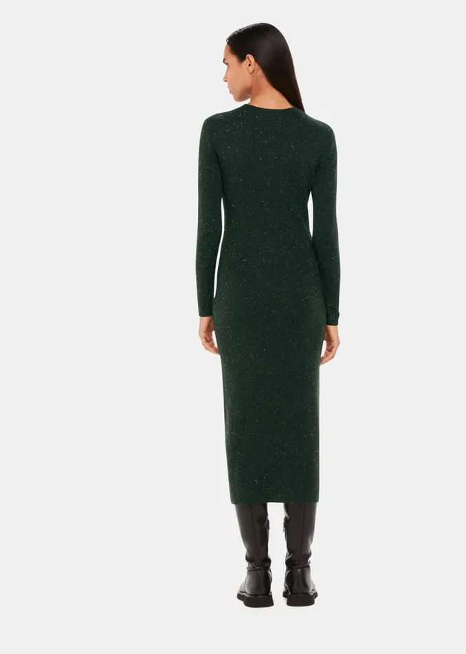 Whistles Dresses Dark Green Annie Sparkle Knit Sweater Dress 8211 Women