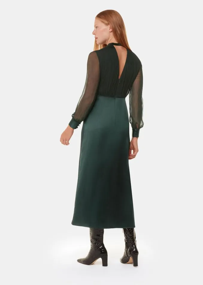 Whistles Dresses Dark Green Gathered Bodice Maxi Dress 8211 Women