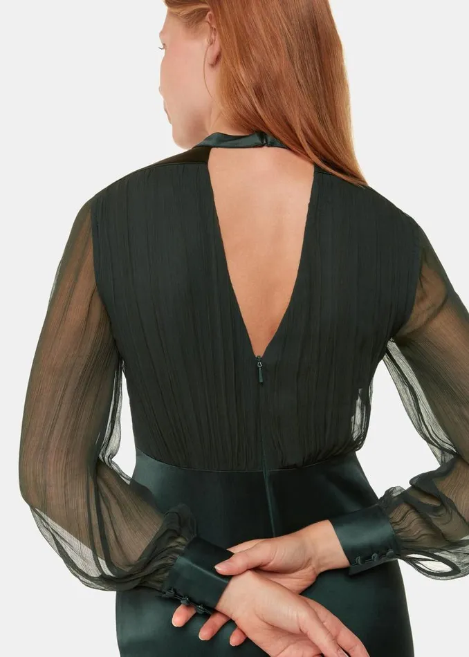 Whistles Dresses Dark Green Gathered Bodice Maxi Dress 8211 Women