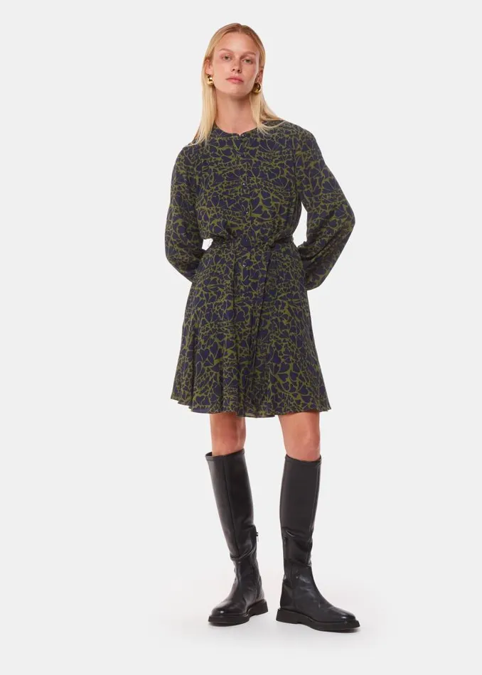 Whistles Dresses Green Abstract Petal Flippy Dress 8211 Women
