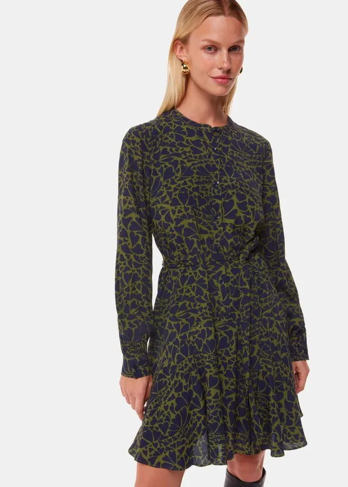 Whistles Dresses Green Abstract Petal Flippy Dress 8211 Women