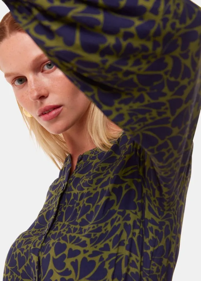 Whistles Dresses Green Abstract Petal Flippy Dress 8211 Women