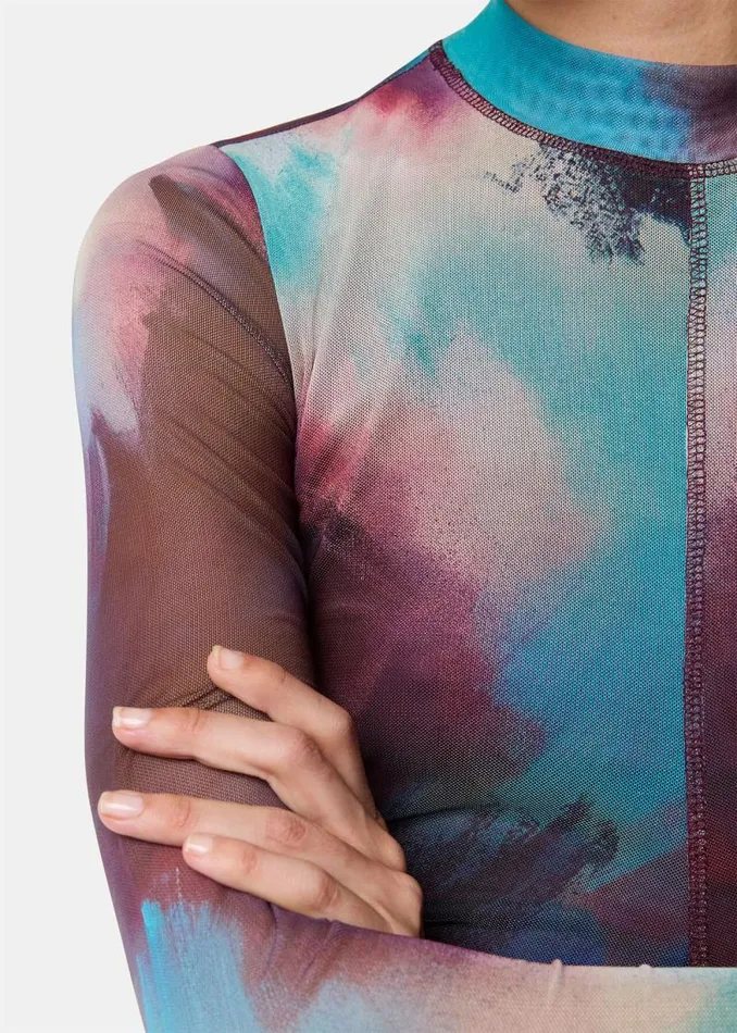 Whistles Dresses Multicolour Oil Paint Print Mesh Dress 8211 Women