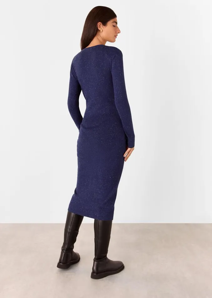 Whistles Dresses Navy Annie Sparkle Knit Sweater Dress 8211 Women