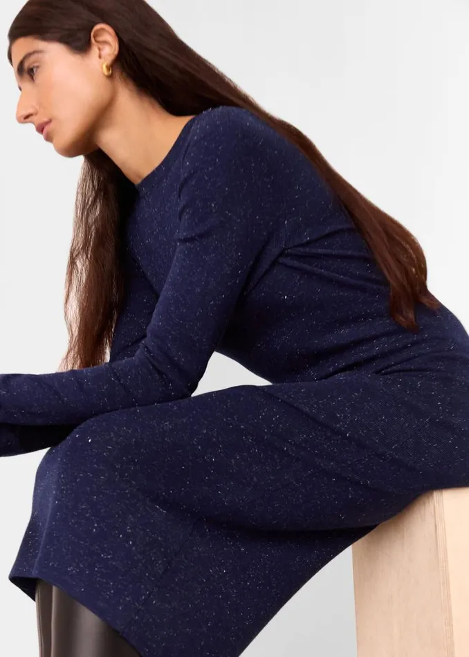 Whistles Dresses Navy Annie Sparkle Knit Sweater Dress 8211 Women