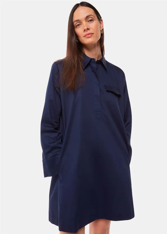 Whistles Dresses Navy Lara Cotton Shirt Dress 8211 Women