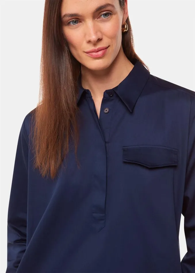 Whistles Dresses Navy Lara Cotton Shirt Dress 8211 Women
